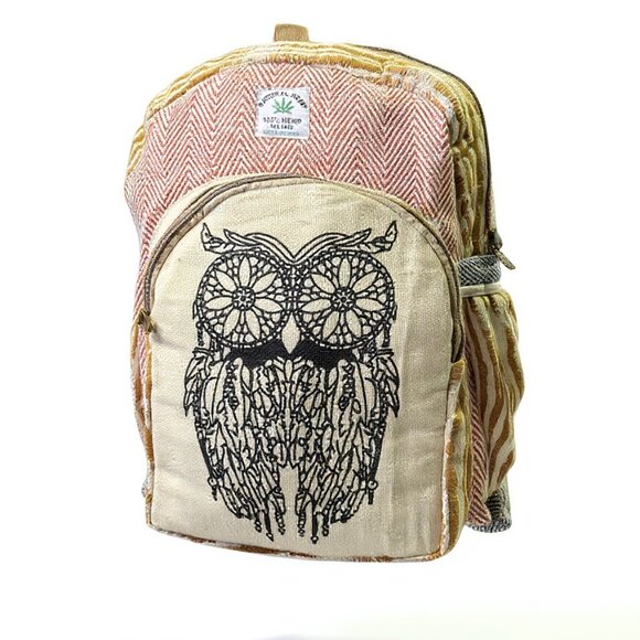 Hemp Owl Backpack – Eco-Friendly & Handcrafted - Picture 1 of 3